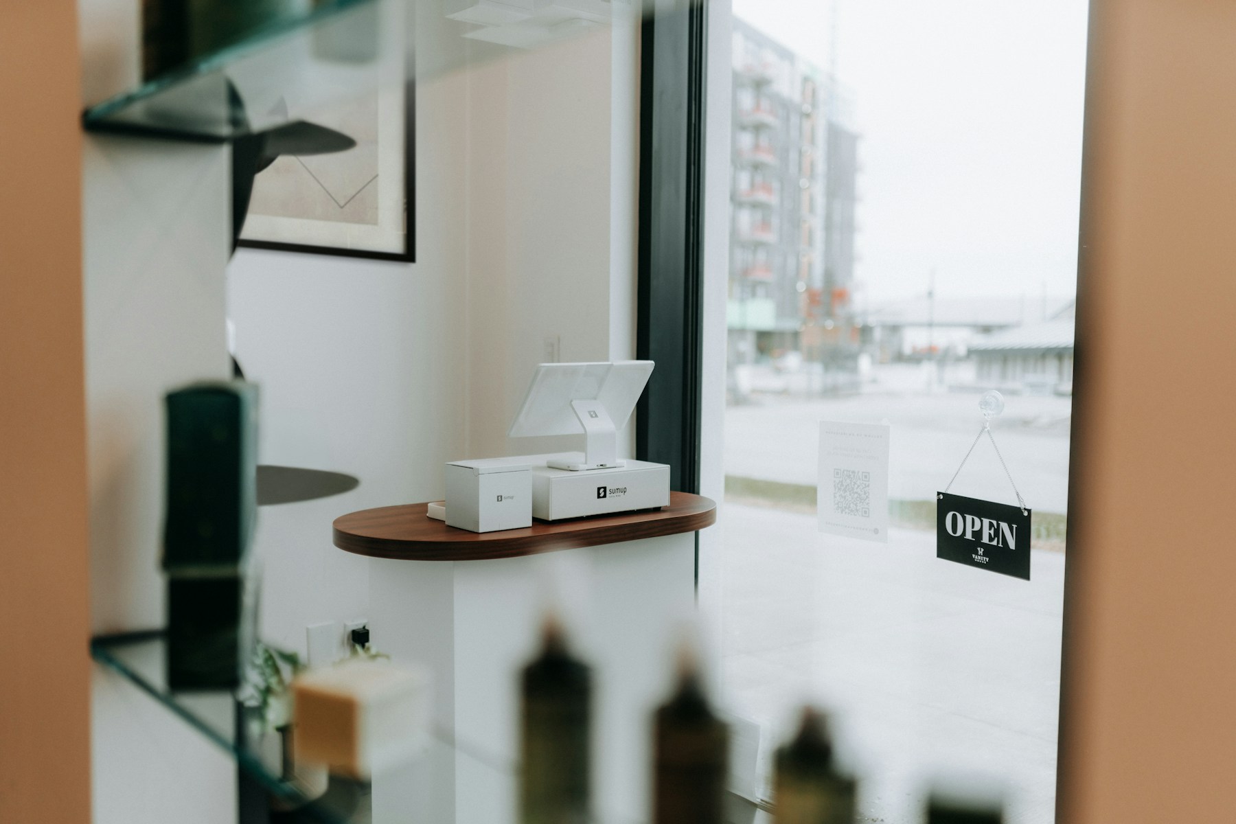 Retail storefront with promotion display